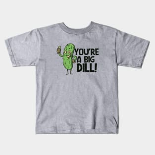 Funny Retro Pickle Cartoon // You're a Big Dill! Kids T-Shirt